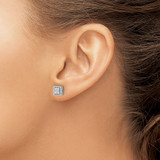 14k White Gold Diamond Square Screw Back Post Earrings - EM-8C6E71C3-6180