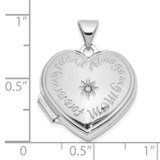 14K White Gold Diamond Star FOREVER MY FRIEND ALWAYS MY MOM 18mm Heart Locket