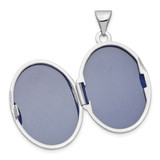 14K White Gold Diamond Vintage Filigree with Blue Fabric Interior 21mm Oval Locket