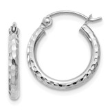 14k White Gold Diamond-cut 2mm Round Tube Hoop Earrings - TC-14F843AC-5815