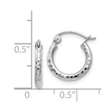14k White Gold Diamond-cut 2mm Round Tube Hoop Earrings - TC-68C21970-4781