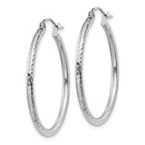 14k White Gold Diamond-cut 2mm Round Tube Hoop Earrings - TC-901A8BD0-5592