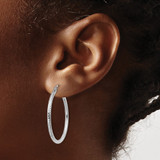 14k White Gold Diamond-cut 2mm Round Tube Hoop Earrings - TC-901A8BD0-5592