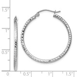 14k White Gold Diamond-cut 2mm Round Tube Hoop Earrings - TC-901A8BD0-5592
