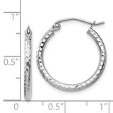 14k White Gold Diamond-cut 2mm Round Tube Hoop Earrings - TC-B1FD7E2B-8783