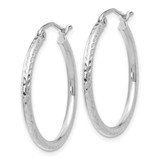14k White Gold Diamond-cut 2mm Round Tube Hoop Earrings - TC-CF237629-5285