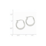 14K White Gold Diamond-cut 3.5x17mm Hollow Hoop Earrings