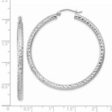 14k White Gold Diamond-cut 3mm Round Hoop Earrings - TC-2403599B-5858