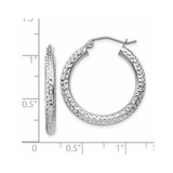14k White Gold Diamond-cut 3mm Round Hoop Earrings - TC-3BD4196B-8584