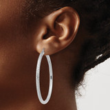 14k White Gold Diamond-cut 3mm Round Hoop Earrings - TC-E64B4F21-2313