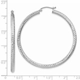 14k White Gold Diamond-cut 3mm Round Hoop Earrings - TC-E64B4F21-2313