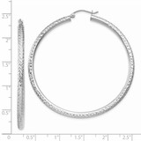 14k White Gold Diamond-cut 3mm Round Hoop Earrings - TC-EE7BCE7B-7332
