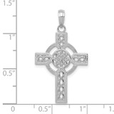 14K White Gold Diamond-cut Celtic Cross Pendant