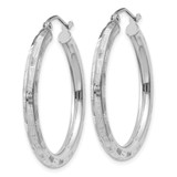 14k White Gold Diamond-cut Hoop Earrings - TF-428C1FFF-6248