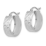14k White Gold Diamond-cut Hoop Earrings - TF-529F046B-2957
