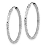 14k White Gold Diamond-cut Square Tube Endless Hoop Earrings - TF-72465C4B-5997