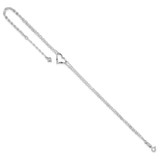 14k White Gold Double Strand Chain and Open Twisted Heart 10 inch Anklet Plus 1 inch Heart Dangle Extender