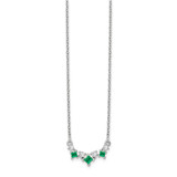14k White Gold Emerald and Diamond 18 inch Necklace - PM-5D23D3AA-1456