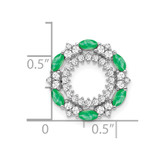 14k White Gold Emerald and Diamond Circle Chain Slide