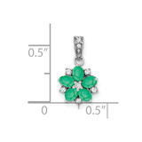 14k White Gold Emerald and Diamond Floral Pendant