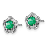 14k White Gold Emerald and Diamond Post Earrings - EM-14D84BBC-8619