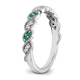 14k White Gold Emerald and Diamond Twist Band