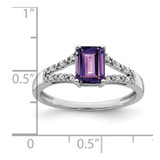 14k White Gold Emerald-cut Amethyst and Diamond Ring