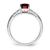 14k White Gold Emerald-cut Garnet and Diamond Ring
