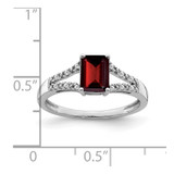 14k White Gold Emerald-cut Garnet and Diamond Ring