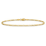 14K 10 inch 1.8mm Flat Figaro with Lobster Clasp Anklet