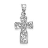 14k White Gold Filigree Cross Pendant - D1-FA4D8017-6295