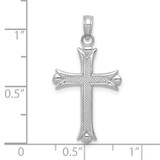 14K White Gold Fleur De Lis Cross Pendant - M1-433D9F33-2293