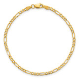 14K 10 inch 2.5mm Semi-Solid Figaro with Lobster Clasp Anklet