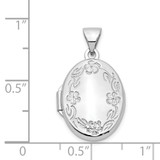 14k White Gold Floral Border 17mm Oval Locket