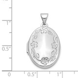 14k White Gold Floral Border 21mm Oval Locket