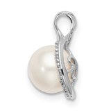 14k White Gold Freshwater Cultured Pearl & Diamond Chain Slide - PM-1D85BD84-7183
