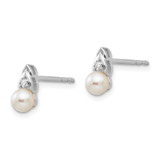 14k White Gold FW Cultured Pearl and Diamond Post Earrings - XB-C4CC601E-2182