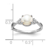 14K White Gold FWC Pearl and Diamond Ring