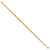 14K 10 inch 2.85mm Semi-Solid Curb with Lobster Clasp Anklet