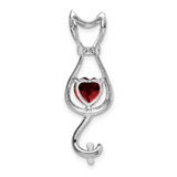 14k White Gold Garnet and Diamond Cat Pendant