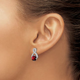 14k White Gold Garnet and Diamond Earrings - EM-45945406-7732