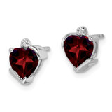 14k White Gold Garnet and Diamond Heart Earrings - EM-54990186-6817