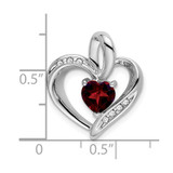 14k White Gold Garnet and Diamond Heart Pendant - PM-740E733E-7301