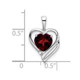 14k White Gold Garnet and Diamond Heart Pendant - PM-D62310B3-2639