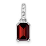 14K White Gold Garnet and Diamond Pendant - PM-2EB9B19C-4937