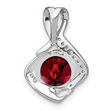 14k White Gold Garnet and Diamond Pendant - PM-988A59E8-8870