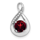 14k White Gold Garnet and Diamond Pendant - PM-9D4A68BF-3088