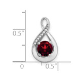 14k White Gold Garnet and Diamond Pendant - PM-9D4A68BF-3088