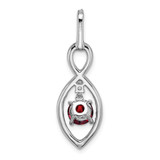 14k White Gold Garnet and Diamond Pendant - PM-B4346E9C-1219