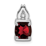 14k White Gold Garnet and Diamond Pendant - PM-F41C1D6A-9937